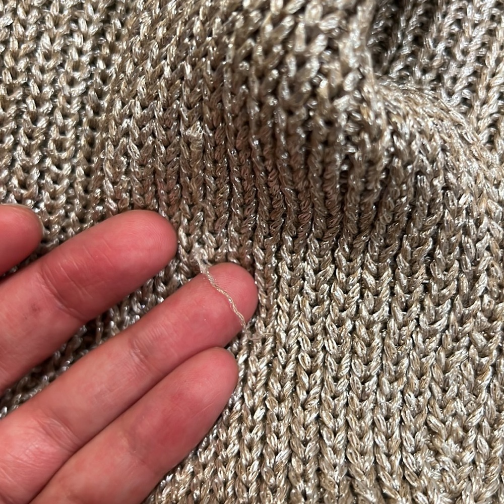 THEORY Gold Metallic Knitted Sweater - Picture 7 of 9